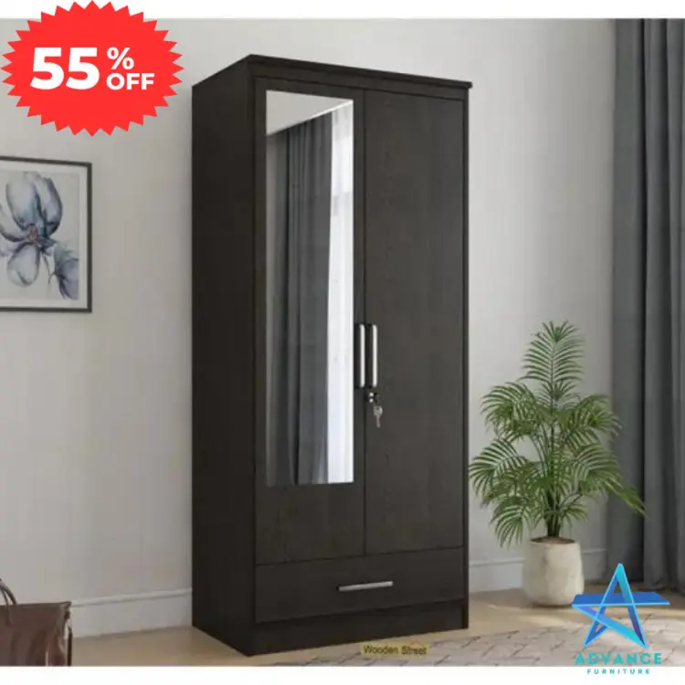 Nifty Niche - Modern Two Doors Almirah with One Side Mirror by Advance Furniture - Furniture & Decor - Modern and Trendy